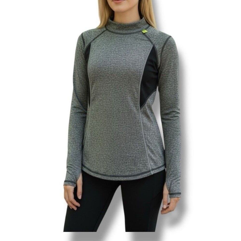 Xersion Gray Activewear Mock Neck Long Sleeve Shirt Activewear Women’s Size L